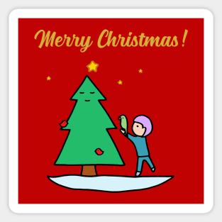 Merry Christmas - Sustainable Tree (Red) Sticker